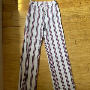 Striped white denim pants